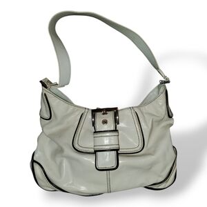 Wilsons Leather White Shoulder Bag with Black Accents